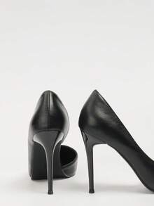 Retro European & American Sexy Nightclub Slim High Heel Shoes, Women's Super High Heel Pointed Toe Hollow Out Pumps, Party Outfits, Fashion Shoes, Elegant - Black - View 2