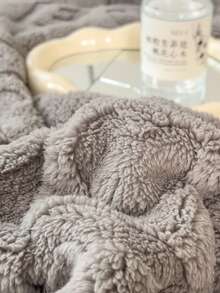 1件加厚边波西米亚风灰色心形字母格子图案毯，提花仿羊羔毛柔软保暖多用途毯，适用于客厅、卧室、宿舍、家具装饰、沙发、午睡，情人节礼物 - 灰色 - 查看 9