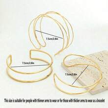 1/3pcs Minimalist Hollow Line Wrapped Metal Multilayer Cross Bangle Bracelet, Adjustable