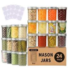 SKOCHE Mason Jars 8 Oz 24 Pack Half Pint Canning Jars With Regular Airtight Lids And Bands Small 8oz Glass Jars With Lids Ideal For Fermenting Pickling DIY Decors Fruit Preserves Jam Jelly - Bé nhỏ - Xem 1