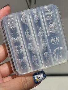 Molde de silicona 3D para decoración de uñas con arco y flecha de plumas de Cupido