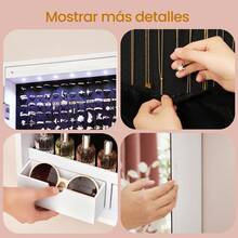 SONGMICS Espejo Joyero de Pared, Espejo Joyero Colgante sin Marco, Armario de Joyas con 6 LEDs para Colgar en la Pared o en la Puerta, Gran Capacidad con 2 Cajones, Blanco,Regalo de Navidad - Blanco - Ver 5