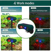 1/2 Pack Solar Outdoor Motion Sensor Alarm, 2 * 130db Loud Siren Noise Maker With 4 Adjustable Modes And Red & Blue Strobe Light, Suitable, Bird Deterrent, Cat,Squirrel,Deer,Dog,Raccoon,Rodent,Skunk,Rabbit Repellent For Homes, Orchards, Buildings, Farms, Warehouses And Other Places - Green - View 8