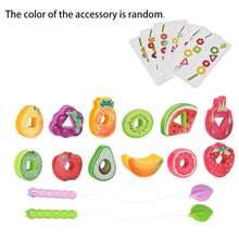 Juego de cuentas de oruga con frutas - Ensartar y enhebrar frutas, juguete educativo y divertido para el desarrollo de la motricidad fina de niños pequeños - Multicolor - Ver 12