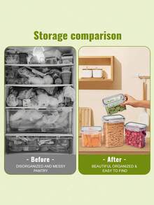 24/48/72pcs-Airtight Food Storage Containers With LIDS And Labels,Plastic Kitchen Storage Containers, Dry Cargo Jars For Flour, Sugar And Grains, Pasta, Tea, Nuts And Coffee Beans, Plastic Food Preservation Jars, Home Kitchen Serving Items,Local Warehouse - Black and White - View 7