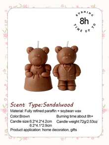 1 Peça Vela Perfumada de Casal Urso 30g, Feita com Cera Vegetal Natural e Cera de Soja, Pavio de Algodão Puro para Queima Estável e Sem Fumaça, Dura Aproximadamente 3 Horas, Adequada para Datas Românticas de Natal, Jantares à Luz de Velas do Dia dos Namorados, Festas de Casal do Ano Novo, Aniversários de Casamento e Surpresas de Aniversário. Artesanal com um Ambiente de Férias Quente e Romântico.