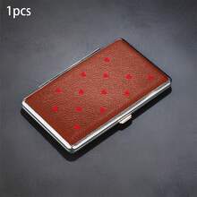Caja de cigarrillos con patrón grueso, textura de cuero negro y marrón, puede contener 20 cigarrillos, cada caja tiene una correa de goma fija con diseño de volteo ultra delgado, portátil, a prueba de humedad y resistente a la presión, de moda y creativa - Multicolor - Ver 6