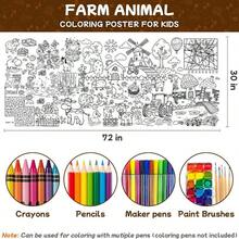 Meetcolor Happy Halloween Giant Coloring Poster, Large Halloween Crafts Coloring Paper Tablecloth Banner For Kids, 72 X 30 Inch Color-In Activities Party Games Birthday Party Supplies Decorations - Brown - View 2