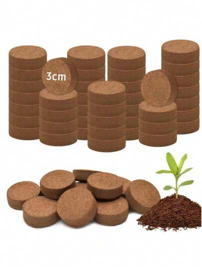 20pcs (3cm) Compressed Coir Fiber Potting Soil Seed Starter - Organic Coir Pellet Fiber Soil For Growing Bonsai, Herbs, Plants, Flowers And Vegetables