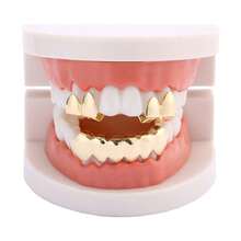 Bộ răng giả mạ vàng đa năng thời trang cho cả hàm trên và hàm dưới, răng giả mạ vàng trơn, phụ kiện trang sức nha khoa đa dụng phong cách hip hop, Halloween, cosplay, dành cho cả nam và nữ. - Vàng và Bạc - Xem 5