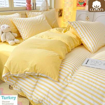 CAQQA 3-Pieces Turkish Cotton Woven Duvet Cover Set | Duvet Cover And Pillowcase, Modern Bedding For Bedroom, 135*200, 150*200 Cm, 200*200 Cm, 200*220 Cm, 220*240 Cm