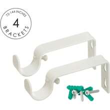 Drapery Window Curtain Rod Set Square Design 1 1 8 Rod. 72 To 144 Inch. Ivory White - Ivory - View 3