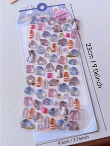 可爱卡通幽灵3D贴纸，环氧树脂水晶贴纸，可用于装饰手机、记事本、杯子等，贴纸艺术 - 彩色 - 查看 10