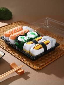 3 Pairs Novelty Sushi Themed Mid-Calf Socks Gift Box, 2026 Spring/Summer New Unisex Sports Socks, Imaginative Food-Inspired Creative Design, Knitted Fabric, Tall & Thick Soft Comfortable, Perfect For Easter/Birthday/Thanksgiving/Halloween/Christmas/Carnival/Valentine's Day/Family Gathering/Party, Quirky Abstract Daily Casual Wear - Multicolor - View 9