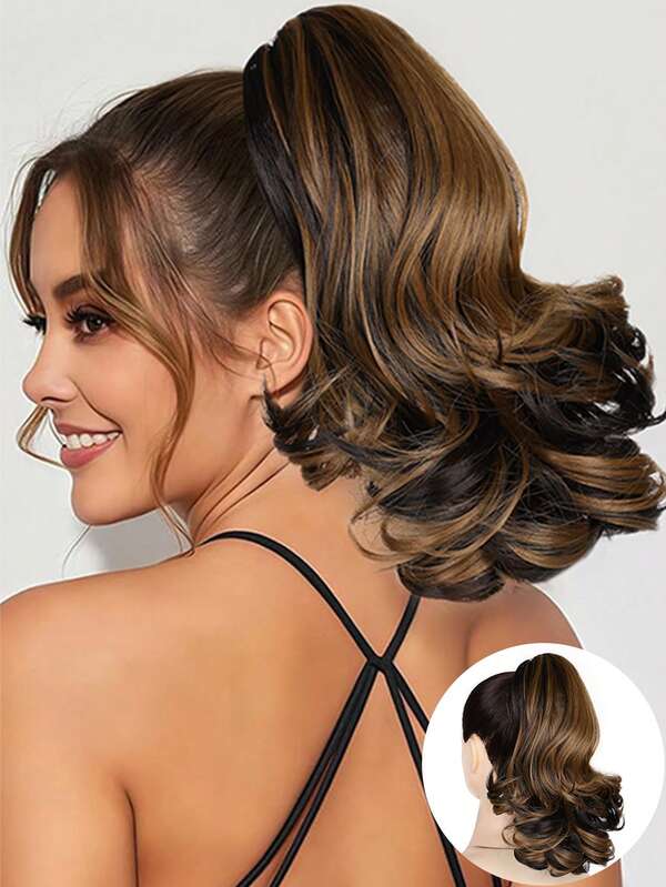 Claw Ponytail Extension Hair Accessories Blonde 12 Inch Long Deep Wave Heat Resistant Fiber Synthetic Ponytail Hairpiece For Women Girls Daily Used