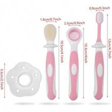 estilo3Pcs Cepillo de dientes para bebés Limpiador de lengua para bebés Conjunto de cuidado oral Cuidado para bebés de 0-36 meses, sin BPA(Rosado)Versión mejorada - 1 - Ver 2
