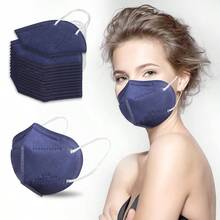 KN95 Face Mask 50 PCS Breathable Protection Masks Individually Wrapped 5-Ply KN95 Black Masks Cup Dust Safety Masks - Navy Blue - View 2