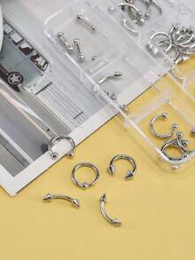 1 Hộp trang trí móng tay phong cách Y2K Punk bằng kim loại, nhiều kích cỡ, hình nón, màu đen/bạc/vàng, đinh tán hợp kim 3D thời trang. - Bạc - Xem 4