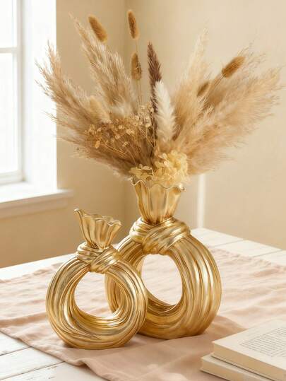 1pc Moderne Round Circle Knot Shaped Resin Flower Vase, Home Tabletop ation Vase Flowers Plants Cultivation, Home, Hotel, Restaurant Entrance Hydroponics, Can Be All Year Round. view 4