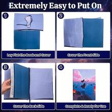 6pc Book Cover, Stretchable Bookcover, Hardcover Book And Textbook Colored Fabric Washable And Reusable Notebook Bookcover Office, 9x11''seraphic - 天使-9x11英寸 - 查看 4
