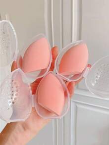 3pcs Makeup Sponge Holders, Freestanding Cosmetic Egg Organizer, Portable, Durable Plastic, Non-Electric Storage Case - Multicolor - View 3