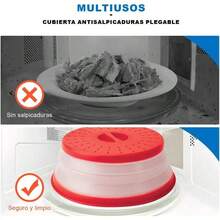 Juego de 2 Piezas Tapa Microondas Plegable Cubierta Para Microondas Tapa de Microondas Con Agarre Cubierta Plegable Para Microondass Negro y gris - Gris y rojo - Ver 5