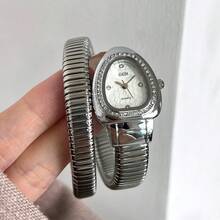 gedi 1 件装女士蛇形手镯手表时尚手链手表 Vogue Girls 品牌石英手表 - 金色 - 查看 6