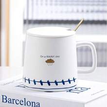 1 Set Simple Style Cup, Saucer & Spoon, Retro Japanese Ceramic Mug, Large Capacity Ceramic Water Cup, Women Office Coffee Cup, Breakfast Cup, Milk Cup, Minimalist Mug, Creative Ceramic Cup, Home/Office/Dorm Use - Multicolor - View 6