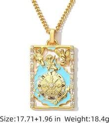Tarot Card Necklace Women, Gold Vintage Pendant, Good Luck Amulet Jewelry - b - 查看 3