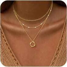 Gold Layered Women, 14K Gold Plated Dainty Necklace Set With Paperclip, Adjustable  Gold Jewelry Stackable - Layered Necklace /2 - View 1