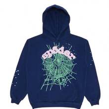 SP5DER 555 Streetwear  Hoodie,  Trap Rap - 藏蓝色 - 查看 2