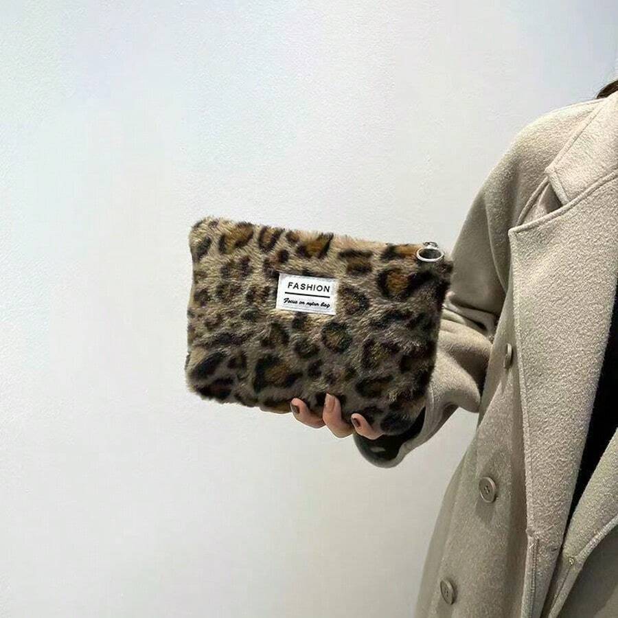 1pc Portable Plush Lipstick Storage Bag + Canvas Cosmetic Pouch Inner Liner - Large Capacity Handheld Bag, Helps Organize Makeup