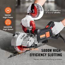 4800W Cortadora de ranuras de pared de 38 mm/1,5" de ancho de corte, máquina cortadora de ranuras de pared de 52 mm/2" de profundidad de corte, máquina ranuradora de pared con 5 hojas de sierra de 6,3" de diámetro, 5000 r/min, formación única sin polvo - 38 milímetros - Ver 2