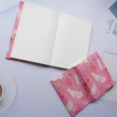 1 pièce Couvertures de livre de la série Chat tacheté A5/A6, étui de planificateur, coque de protection, couverture de journal, fournitures de bureau, avec 1 feuille d'autocollants en tissu pour index offerte