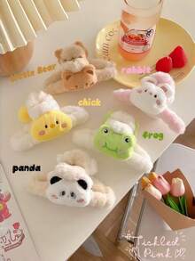 قطعة واحدة من مشبك شعر دب تيدي فرو لطيف، مشبك شعر فتاة حلو، مشبك شعر على شكل حيوان عصري، إكسسوار شعر لموسم الخريف/الشتاء، هدية أساسية، إكسسوار موضة للتنقل اليومي، مشبك شعر على شكل باندا/ضفدع/أرنب/فرخة إكسسوارات شعر للنساء