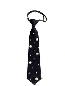 1pc Women's Solid Black Necktie, Slouchy Tie For Uniform Shirt Suit Everyday Use - Cà vạt ngọc trai - Xem 5