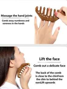 2-In-1 Massage Comb, Sandalwood Comb, 12-Tooth Wooden Comb, Multi-Function Comb, Five-Finger Comb, Wide-Tooth Comb, Health Comb, Sandalwood Massage Comb, Neck Massage, Scalp Acupressure Massage, For Hair Care - Multicolor - View 7