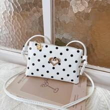 PU Leather Children's Shoulder Bag With Embroidered Heart For Girls, Mini Square Crossbody Bag