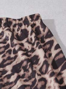 2025 Autumn New Leopard Print Elegant Knit Fabric Mermaid Hem Skirt, Suitable For Dates, Singles Parties, Street Wear, Daily Wear, All Seasons