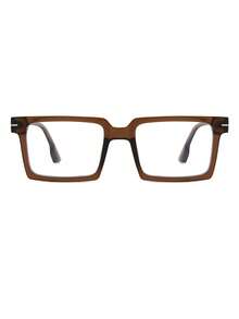 1 Cặp Kính phẳng gọng vuông PC màu nâu đơn giản phong cách cổ điển thời trang dành cho nam - màu nâu - Xem 3