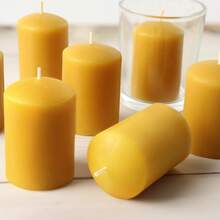 4/6/8/12pcs Pure Natural Beeswax Mini Pillar Candles, Each Candle Burns Up To 11 Hours, Suitable For Elegant Dining, Relaxation And Celebration, Use Natural Beeswax Candles To Create Ambiance - Multicolor - View 5