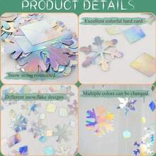 4m Christmas Party Decorations With Snowflake, Crepe Paper, Sewing Craft, Suitable For Window Display, Shops, Parties, Christmas Trees, Wedding Venues, Holiday Decorations And Promotional Event Setups,Christmas - Multicolor - View 6