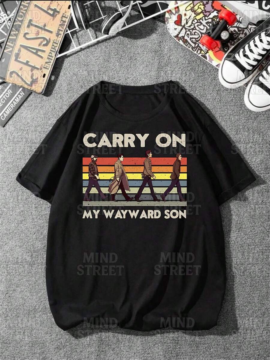 Supernaturall T-Shirt Investigation Series Fantasy Terrer Paranormal Mystery Dean Sam Unisex Male Female 100% Cotton Top Premium Streetwear Launch Immediate Shipping Various Colors!! Plus Size - 黑色 - 查看 1