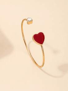 1pc Fashionable & Unique Metal Red Heart Shaped Bracelet, Suitable For Valentine's Day Gift, Romantic Dinner, New Year's Gift And Daily Wear Valentines,Mom,Mother,Mother's Day,Gift H5WL - Đỏ - Xem 2