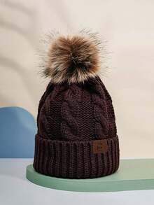 1 件男女通用 Pom Pom Y2K 风格保暖透气时尚针织帽，适合户外滑雪和冬季秋季休闲穿着 - 軍綠色 - 查看 20