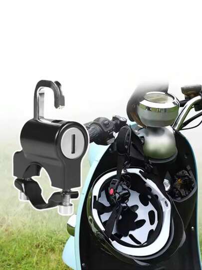 (Con llave inglesa + cubierta de goma antideslizante) 1 juego de candado portátil antirrobo para casco de motocicleta, montaje en el manillar, accesorio de universal de metal para motocicleta, motocicleta eléctrica