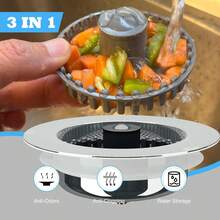 3-In-1 Stainless Steel And Plastic Kitchen Sink Accessories - Durable Pop-Up Drain Filter And Stopper Combo, Easy To Clean Kitchen Items Kitchen Accessories Kitchen Tools - Multicolor - View 2