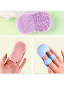 1 Mini Finger Face Washing Brush Soft Silicone Massage Makeup Remover Face Washing Cleanser Portable Face Cleansing Brush Blackhead Brush - Multicolor - View 2