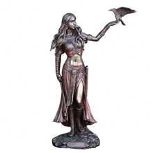 Morrigan The Celtic Goddess Of Battle With Crow & Sword Statue Antique Bronze Finish Statue Resin Sculpture Art Garden Ornament Home Decor - 銅色 - 查看 1