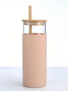 1pc Customized Glass Straw Cup, Personalized Bridesmaid Water Bottle, Customized Glass & Silicone Cup, Bachelorette Party Gift, Bridesmaid Invitation - Multicolor - View 14